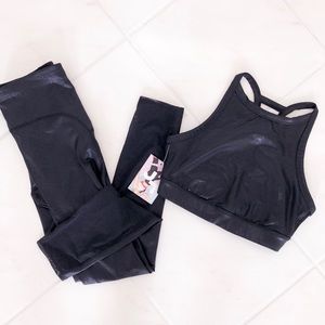 High Shine Black Sports Bra & Leggings Set